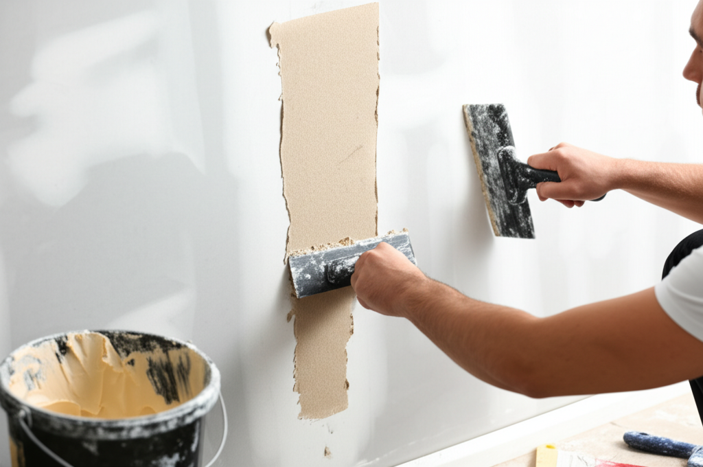 Professional repairing drywall